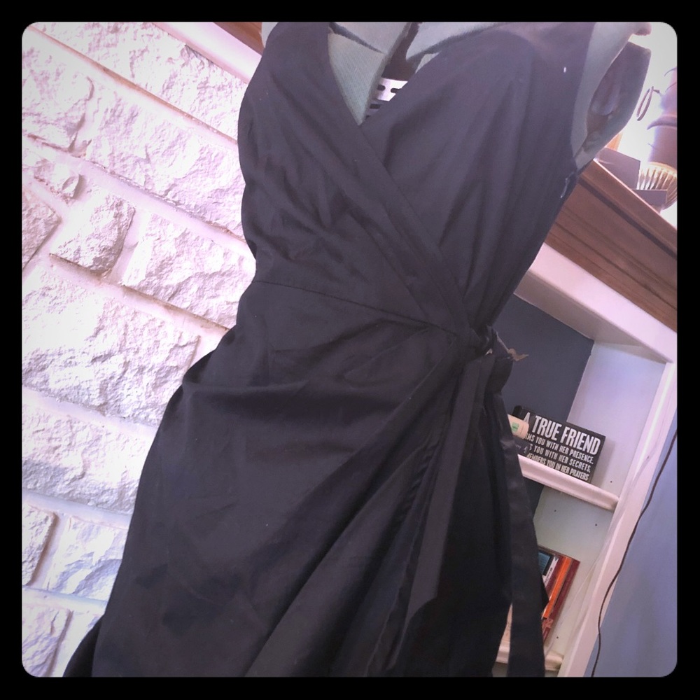 Black Faux Wrap Dress